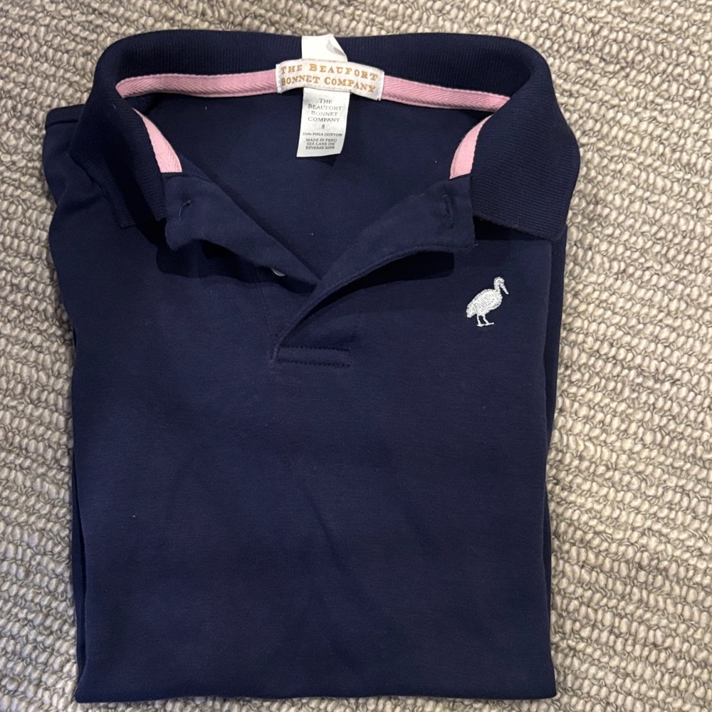 The Beaufort Bonnet Company Navy Polo with Pink Accents